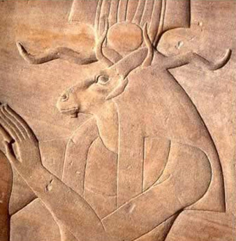 Egyptian God Khnum, shown with a Ram's head.